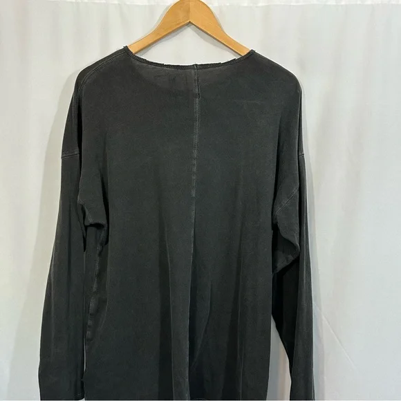Free People Long Sleeve Cotton Relaxed Fit Top in Washed Black - Picture 7 of 11